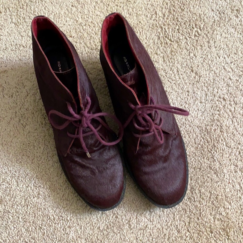 Cow skin ankle boots